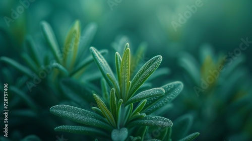 Tranquil Verdure: Rosemary leaves in extreme close-up, their wavy structure invoking a sense of tranquility.