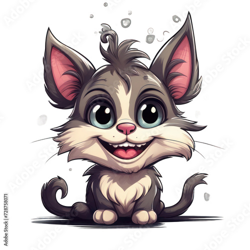 illustration of smile cat with cute cartoon Illustration Design for T-shirt  tee  logo  eps  vector  poster  banner  background