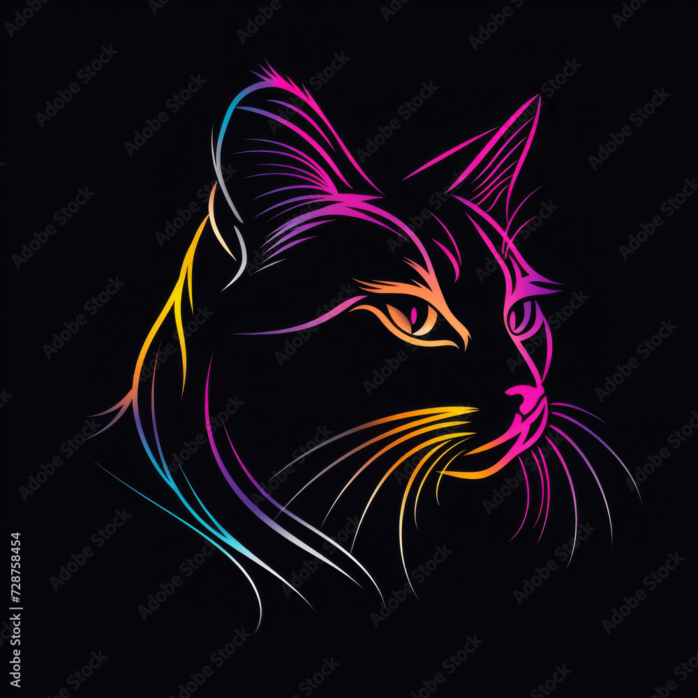 vector cat line art gradient logo vector cat line art gradient logo