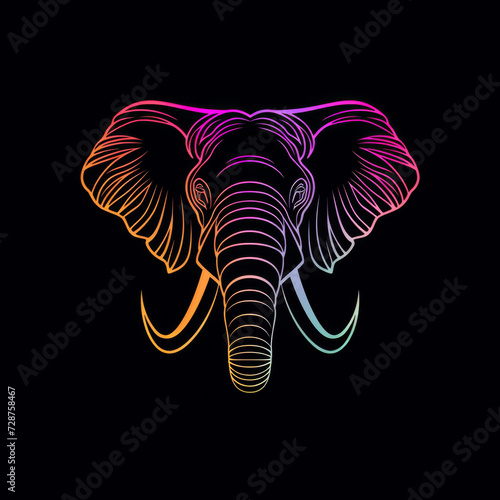vector elephant line art gradient logo
