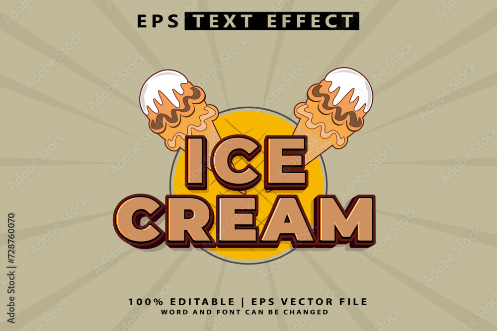 Editable text effect - Premium vector Ice Cream 3D Cartoon Cute ...