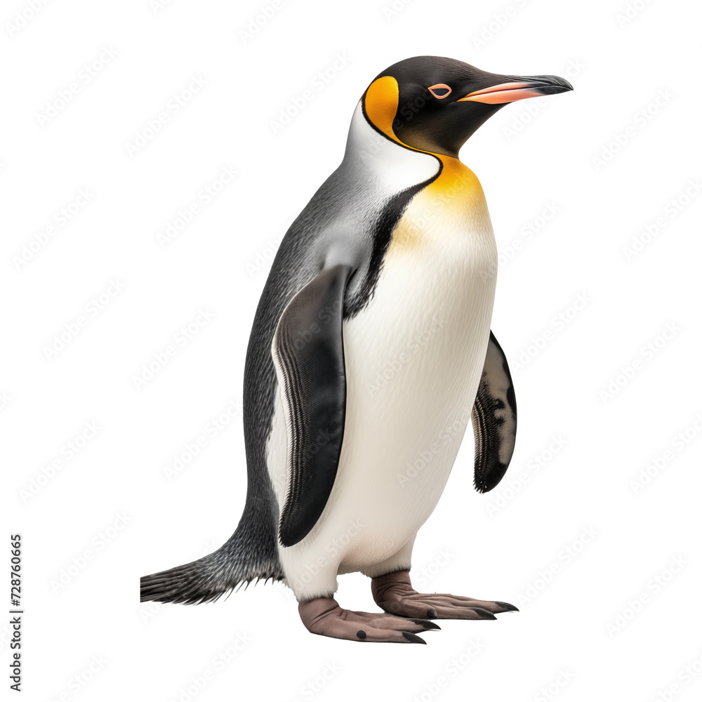 Fototapeta premium Penguin isolated on transparent and white background. Ideal for use in advertising. Generative ai