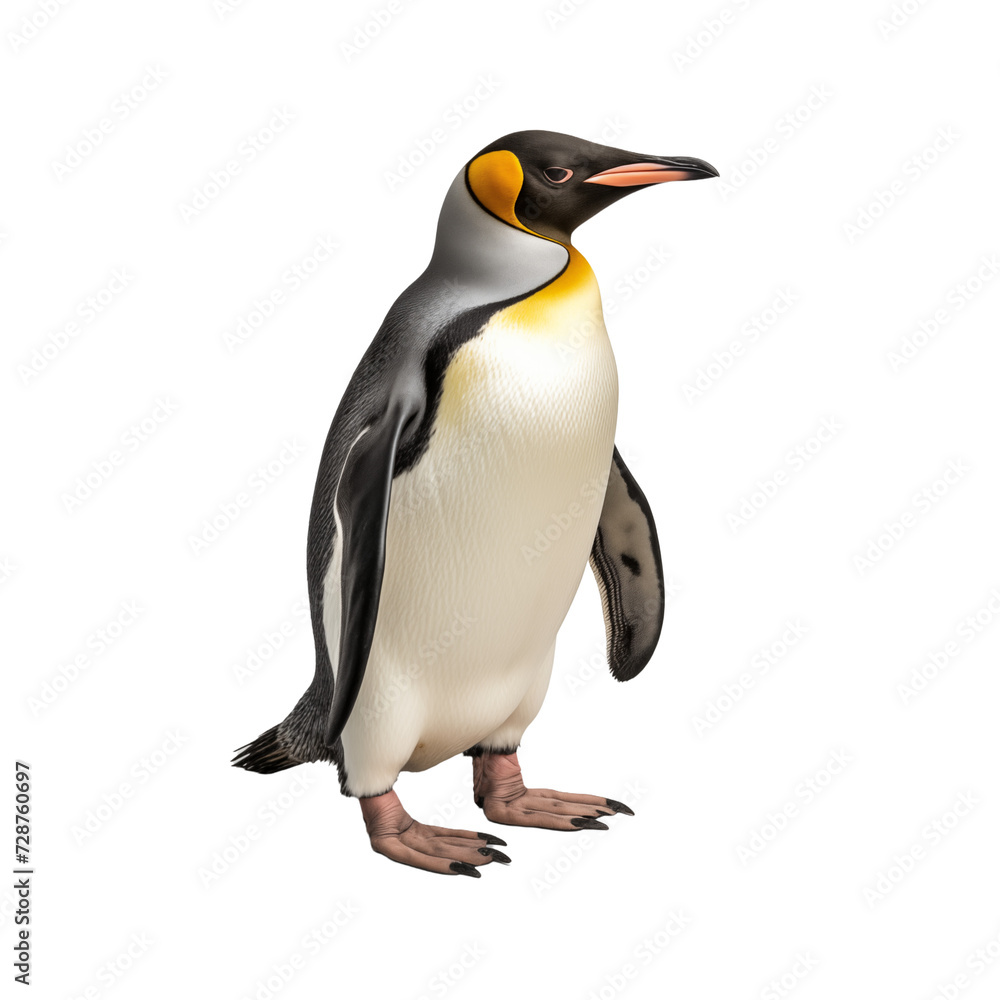 Fototapeta premium Penguin isolated on transparent and white background. Ideal for use in advertising. Generative ai