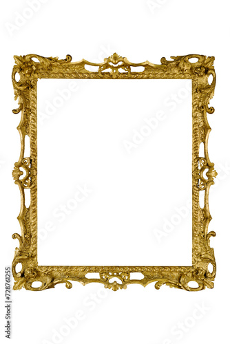 Gallery frame golden detail antique decorative baroque template isolated white