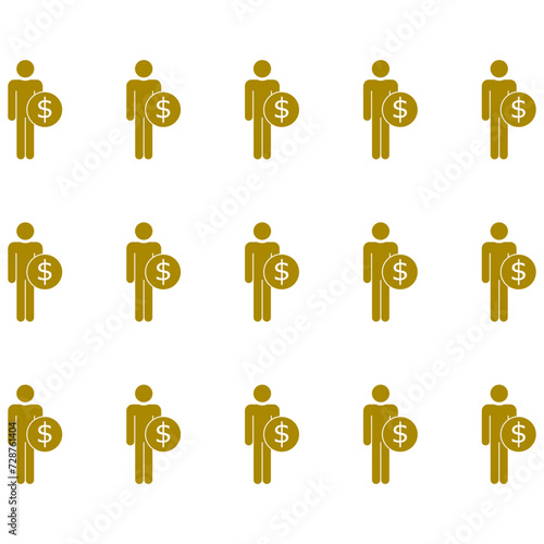 Employee wages seamless pattern isolated on white background
