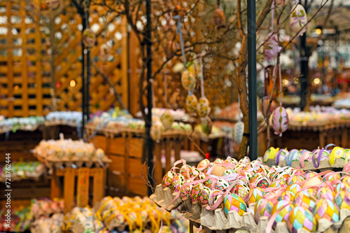 Colorful Easter eggs market in Vienna Austria
