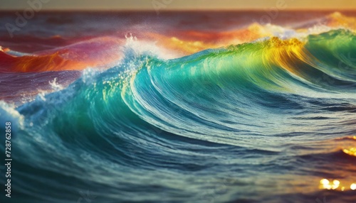 Abstract rainbow colored sea waves background