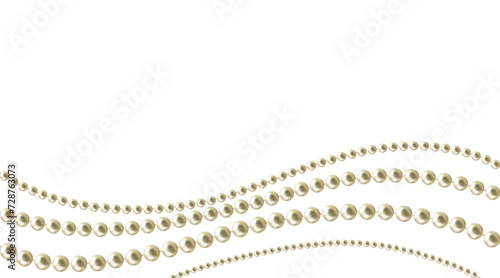 Pearls. Beads. Necklace. Jewelry. Beautiful vector background. Decoration made of pearls. Garland.