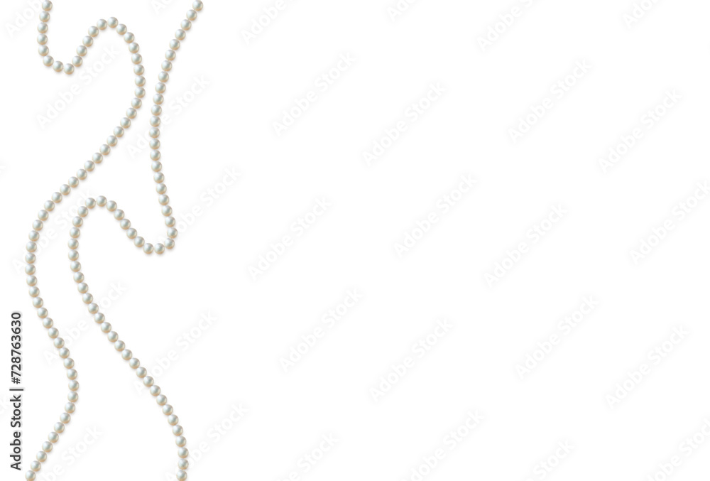 Beautiful vector image of strands of pearls, necklaces on a white background. Beautiful pearl necklace. Jewel. Bead decoration. Vector illustration. White background. Border. Beautiful vector image of strands of pearls, necklaces on a white background. Beautiful pearl necklace. Jewel. Bead decoration. Vector illustration. White background. Border.