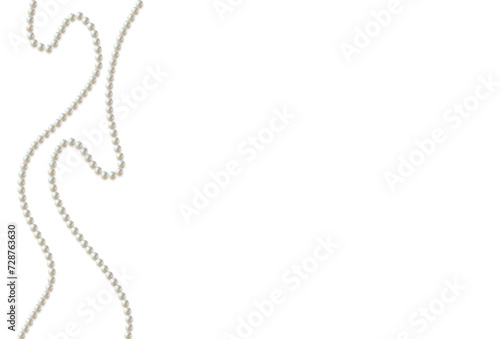 Beautiful vector image of strands of pearls, necklaces on a white background. Beautiful pearl necklace. Jewel. Bead decoration. Vector illustration. White background. Border.
