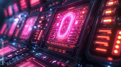 A neon-lit control panel, a portal to a high-tech realm of possibilities