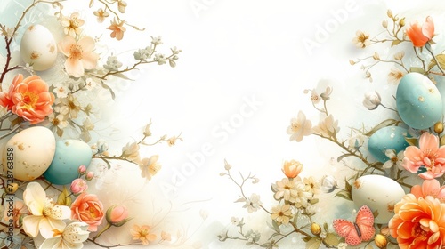 A pastel Easter border with intricate details, perfect for accentuating your ...
