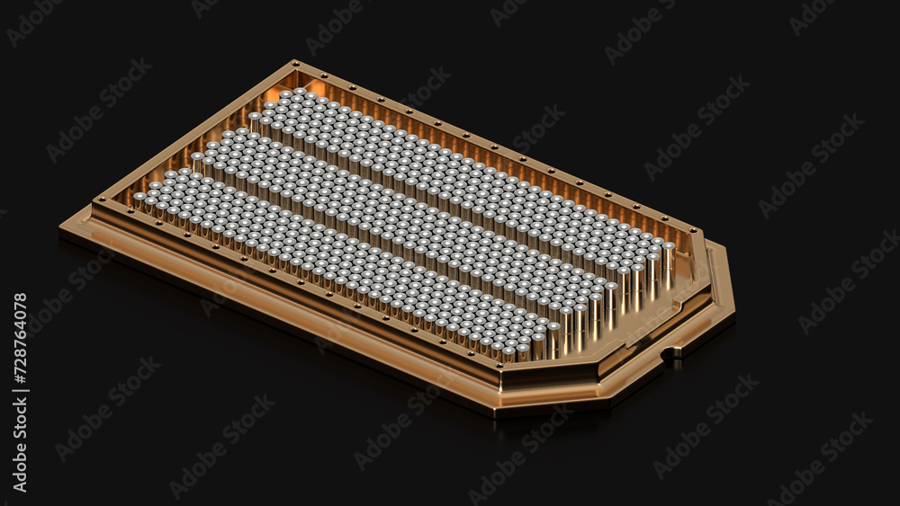 battery pack for Electric Vehicle, Electric car battery, High Capacity cylindrical Battery for Automotive Industry on metal trolley Skateboard platform, cell modules, accumulators, 3D Render Graphic battery pack for Electric Vehicle, Electric car battery, High Capacity cylindrical Battery for Automotive Industry on metal trolley Skateboard platform, cell modules, accumulators, 3D Render Graphic