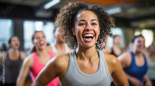 A group of people participating in a lively and energetic dance fitness class