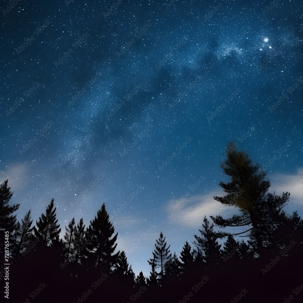 Fototapeta premium night landscape with moon and stars