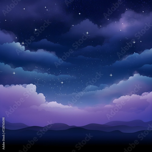 night landscape with moon and stars