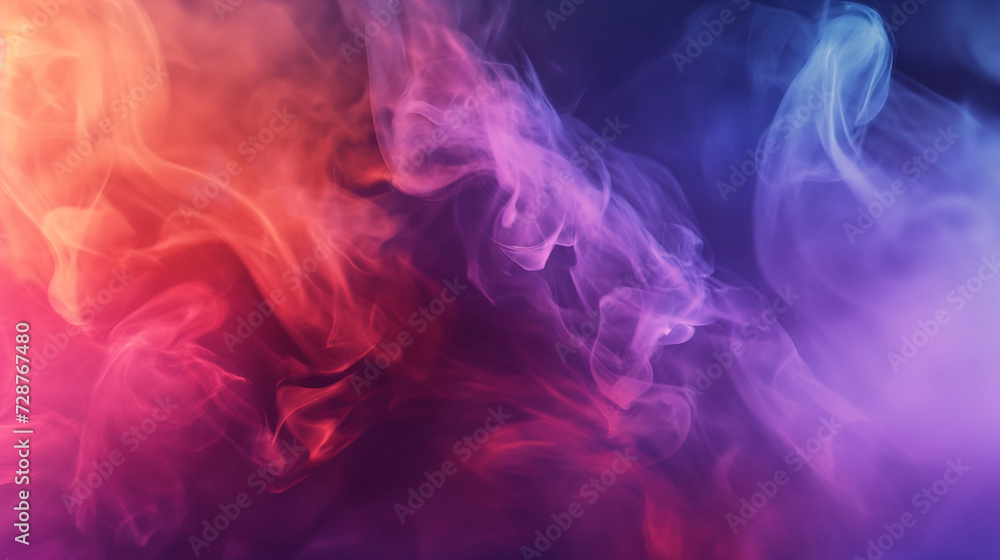 Colorful abstract smoke background with a blend of red, blue, and purple hues for design concepts, wallpapers, or presentations.