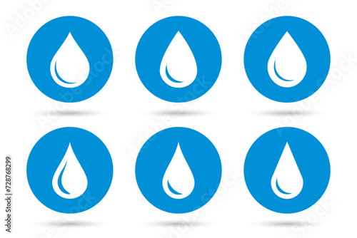 Water drop icon set. Tear symbol. Droplet sign symbol. Vector illustration