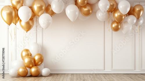 An elegant party display with a minimalist frame and clusters of metallic, he...
