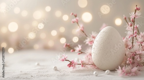 An enchanting holiday backdrop featuring a minimalistic, egg-shaped photo frame