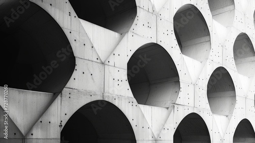 The geometric patterns of a parking garage's concrete structure, a testament ...