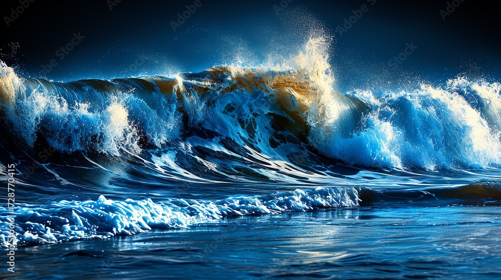 Dynamic Ocean Wave at Twilight - obrazy, fototapety, plakaty 
