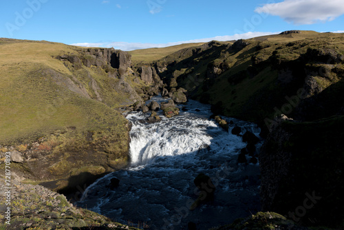 Iceland. Skogafoss waterfall on a sunny summer day.