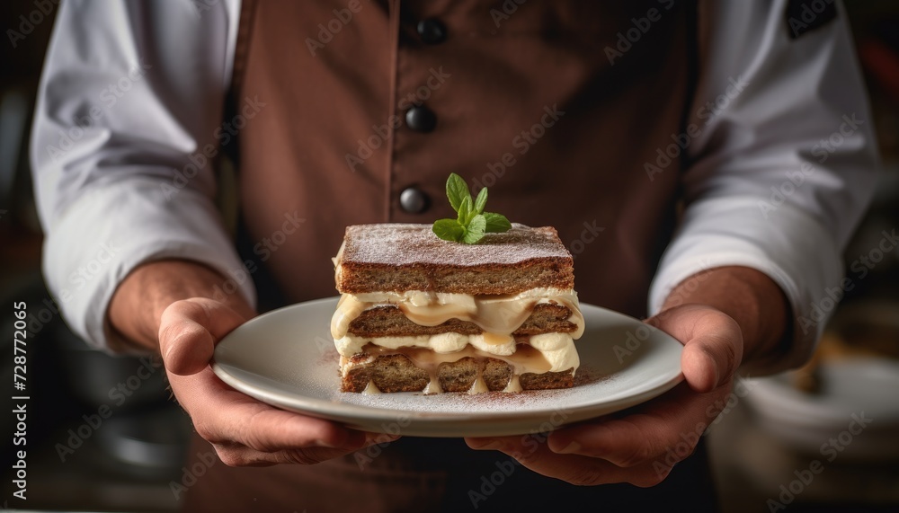 Man Holding a Plate With a Piece of Cake Man Holding a Plate With a Piece of Cake