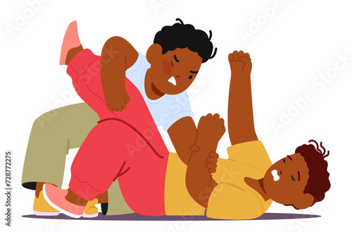 Fuming Boys Erupted In A Heated Quarrel, Faces Contorted With Rage. Shouts Escalated Into Fists Flying, Chaotic Clash