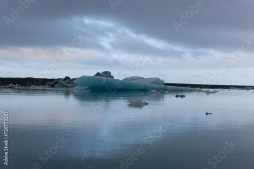 Iceland Ice lagoon on a cloudy summer day.