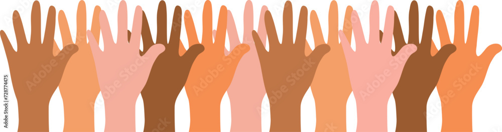 Group of people raised hands. Solidarity concept. Voting crowd Group of people raised hands. Solidarity concept. Voting crowd