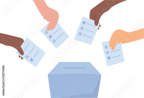 Hands hold bulletin. Votes vector. Election concept. Community choice 