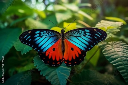 Beautiful butterfly with colorful wings in its natural habitat. Generative AI © Ilya