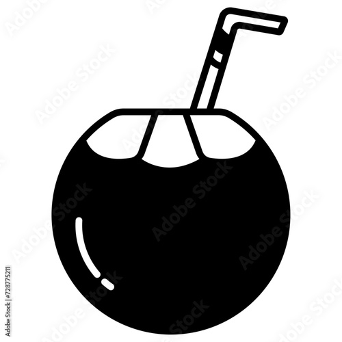 Tender Coconut glyph and line vector illustration