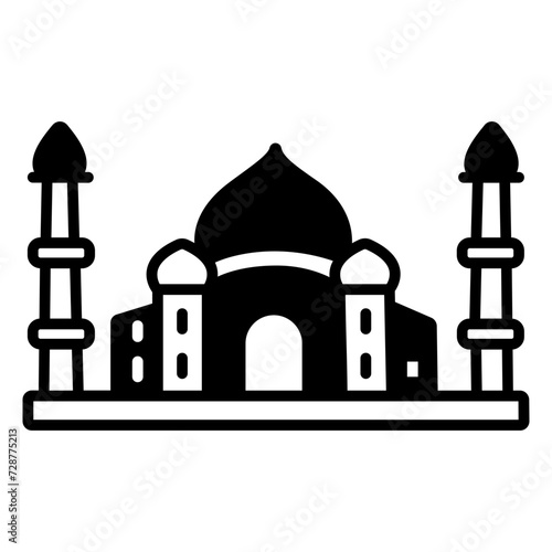 Tajmahal glyph and line vector illustration