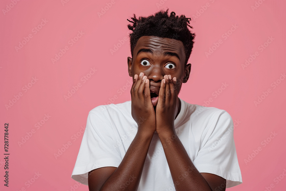 © AI_images - Nervous African American teenage boy and biting nails in studio with oops reaction to gossip on pink background. Mistake, sorry, drama or secret with regret, shame or awkward © AI_images - Nervous African American teenage boy and biting nails in studio with oops reaction to gossip on pink background. Mistake, sorry, drama or secret with regret, shame or awkward