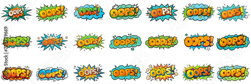 3D 'oops' text effect in cartoon style.