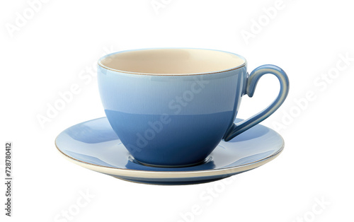 Cerulean Coffee Cup with Matching Saucer isolated on transparent Background