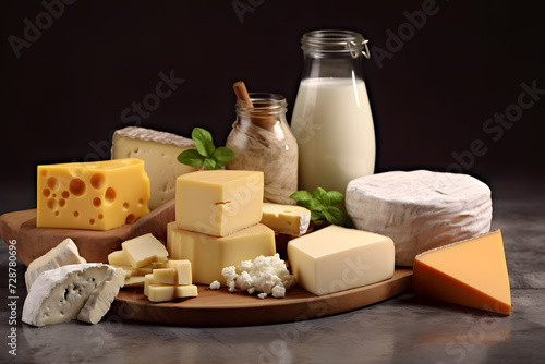 Diverse Dairy Selection on Dark Background