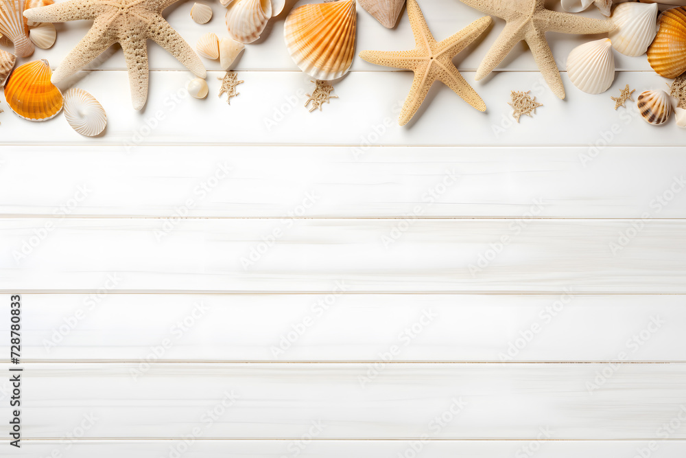 Seashell and Starfish Ensemble Closeup View Seashell and Starfish Ensemble Closeup View