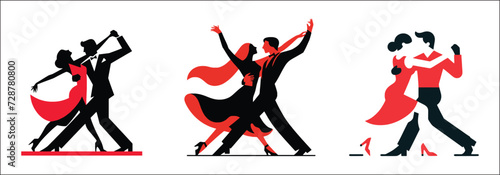 set of dancing couples illustration  logo  vector  