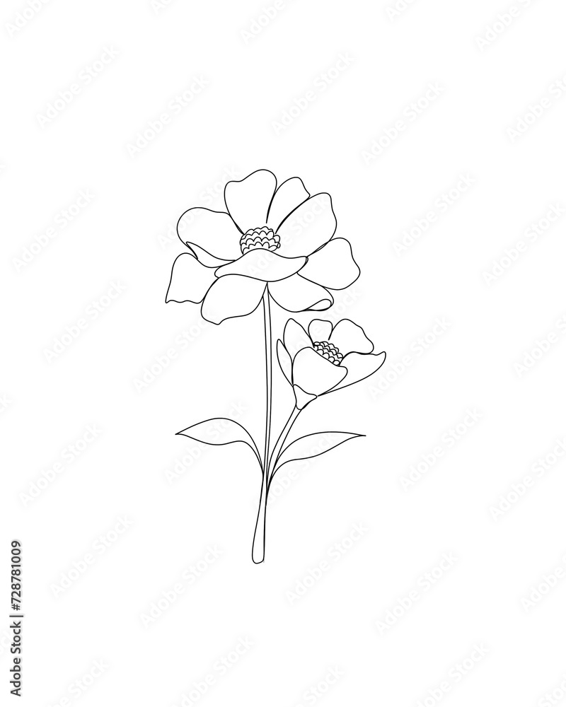line art drawing of flowers. minimalism sketch, idea for invitation, design of instagram stories and highlights icons line art drawing of flowers. minimalism sketch, idea for invitation, design of instagram stories and highlights icons
