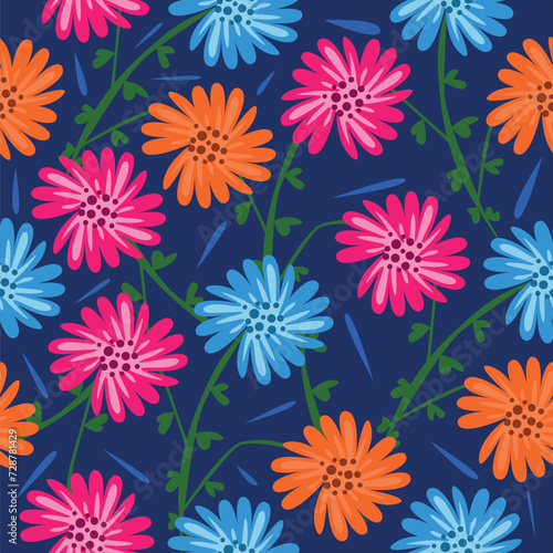 seamless pattern abstracts floral flowers composition 