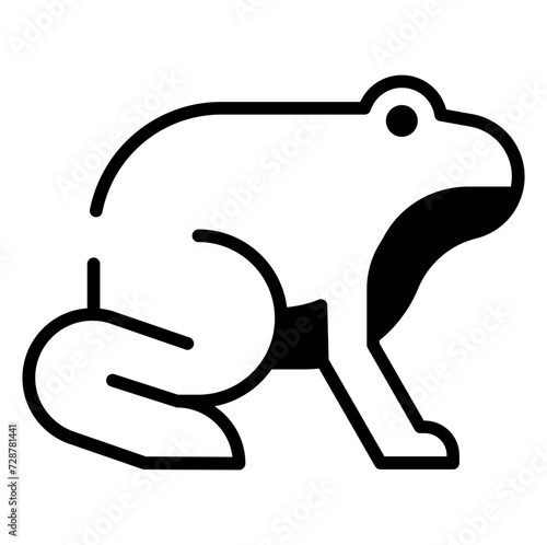 Frog glyph and line vector illustration