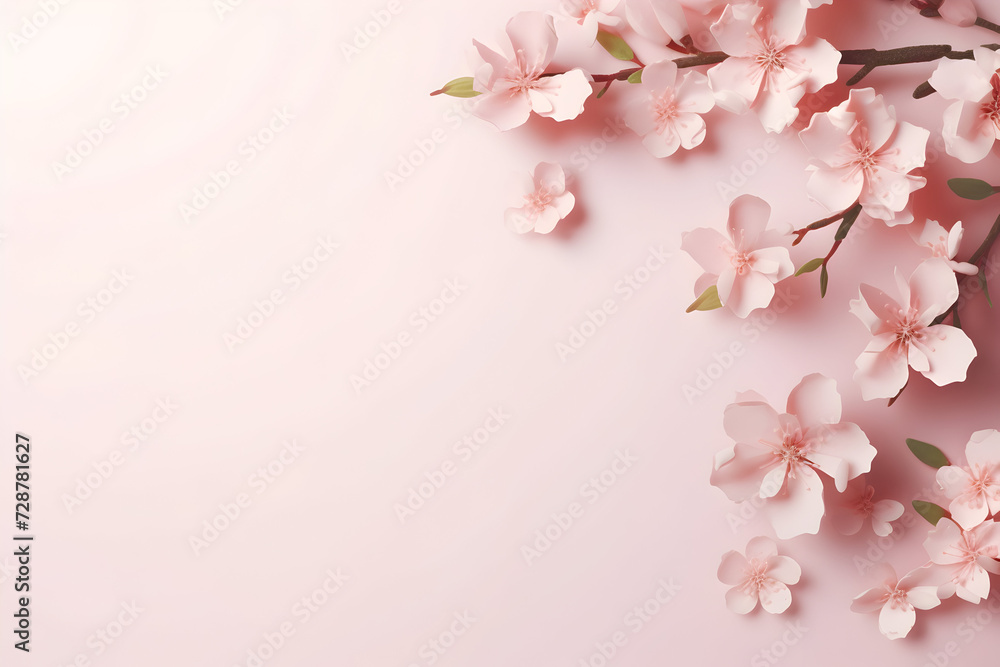delicate pink background with pink flowers. a place for the text. postcards and greetings