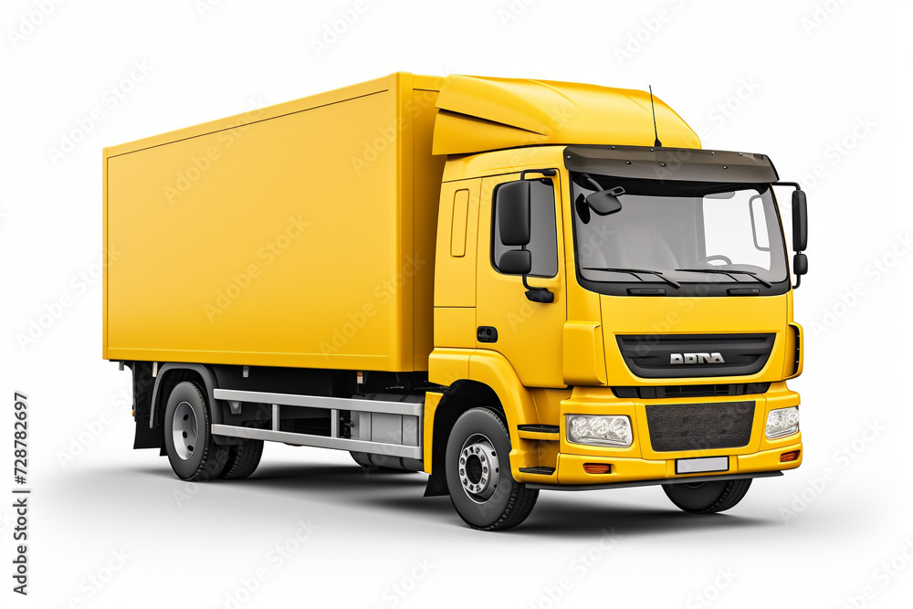 yellow truck isolated on white