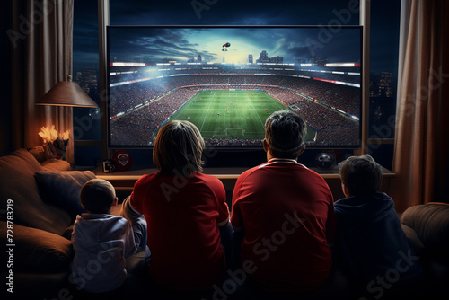 family watching american football together photo