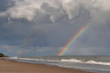Rainbow over the sea, Curracloe Beach, Coolrainey, Curracloe, County Wexford, Ireland