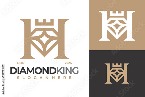Letter H Diamond King Logo Design Vector Template photo