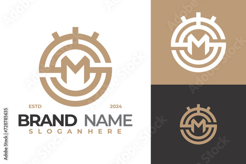 Letter Ms or Sm Crown Logo Design Vector Template